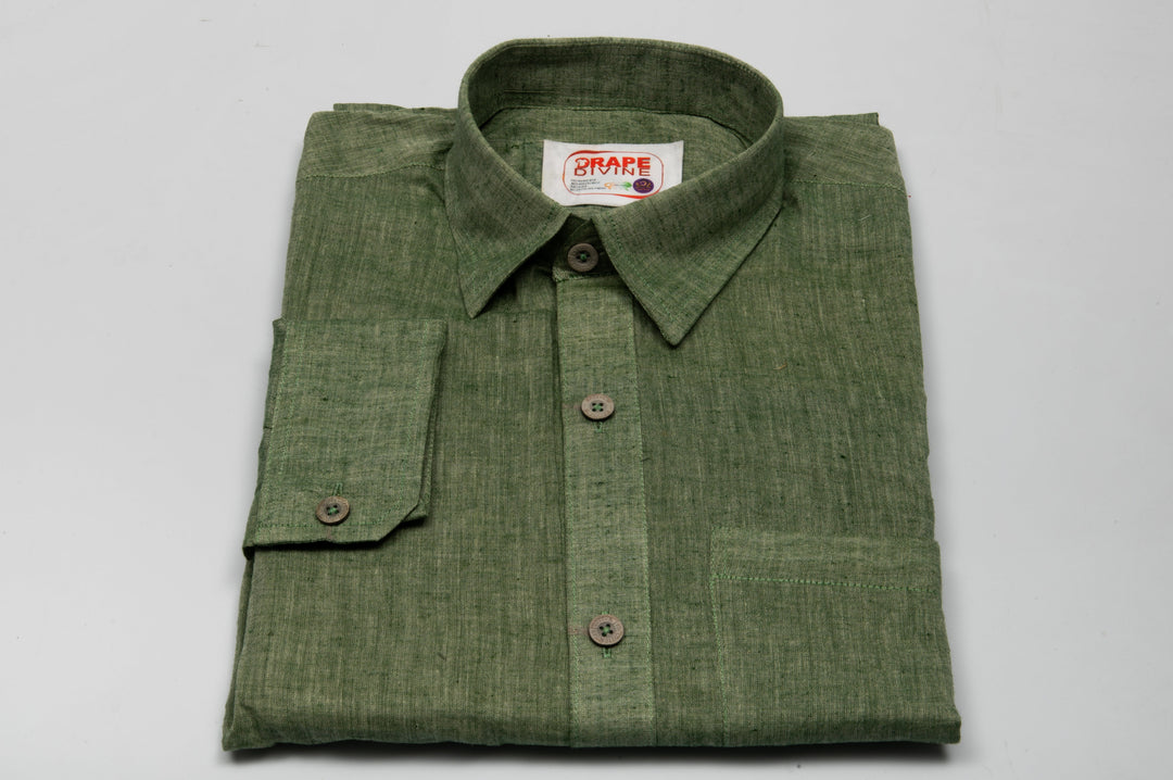 Elegant Dark Green Cotton Shirts