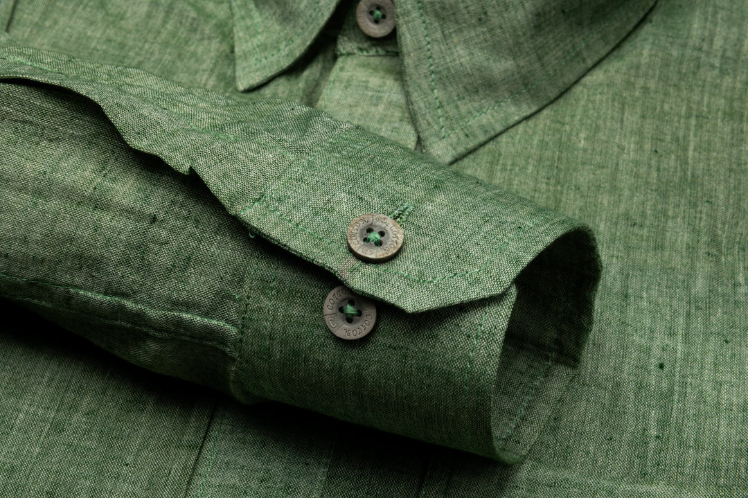 Elegant Dark Green Cotton Shirts