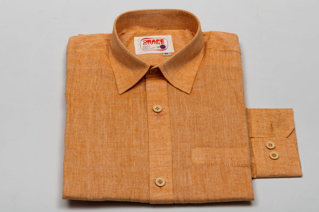 Elegant Orange Khadi Shirt