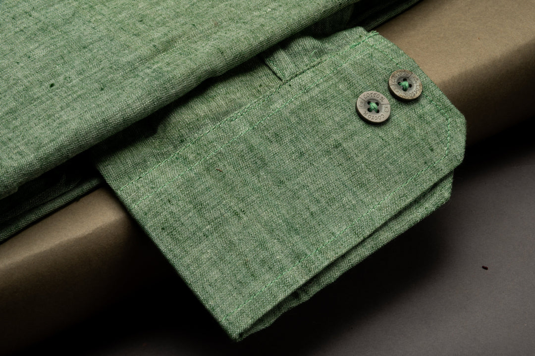 Elegant Dark Green Cotton Shirts